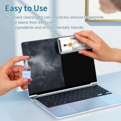 Keyboard Cleaner, Multi-Function Cleaning Kit for MacBook, Laptop, Computer | Includes Screen Spray, Microfiber Wipe, Tech Brush, Works on Airpod, Tablets, Earbuds, Pc Accessories, Electronic Screen - color: Bright White