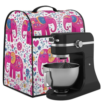 Stand Mixer Cover Compatible with KitchenAid Mixer 6/7/8 Quart with Pockets for Kitchen Aid Accessories and Attachments, Water-Resistant Quilted Polyester - color: Elephant