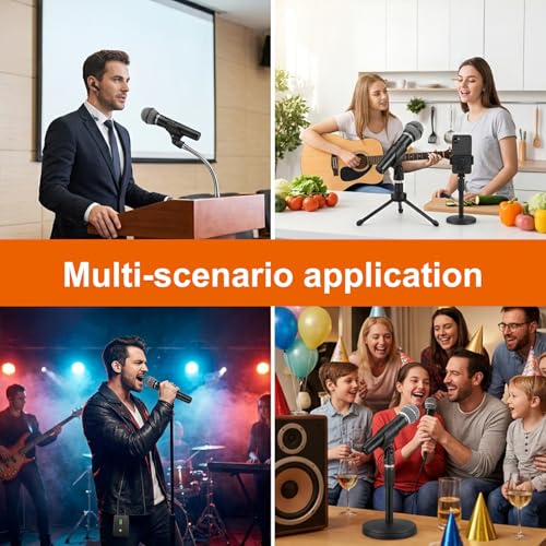 2 Pcs Universal Mic Clip for Stand, Microphone Holder for Mic Stand Adjustable Microphones Clamp with 5/8" Male to 3/8" Female Adapter