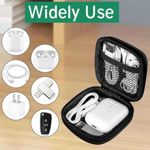 6-Pack Earphone Carry Case, Digital Data Cable Storage，Small Round Pocket Earbud Travel Carrying Case with Zipper for Smartphone Earphone, USB Cable, SD Cards Storage Bags,and More,Black
