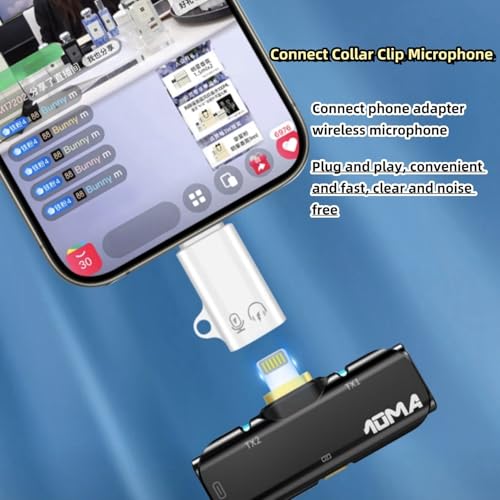 USB C to Lightning Microphone Adapter for iPhone Wireless Lavalier Microphone Fast Charging, 2 Pack Type C Male to Lightning Female Adapter Compatibility with i-Phone 17/16/15 Series,Not for Headphone