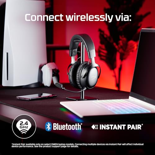 HyperX Cloud III S – Wireless Gaming Headset, 2.4GHz, Bluetooth, Battery Life up to 120 Hours 2.4GHz / 200 Hours Bluetooth, 53mm Angled Drivers, 10mm Detachable Mic, Customizable – Black/Red | 2.4GHz, Bluetooth, 53mm Angled Drivers, 10mm Detachable Mic -