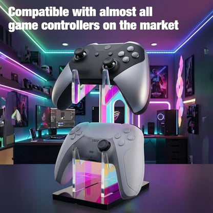 NiHome Controller Holder, Iridescent Acrylic 2-Tier Game Controller Stand | Universal Gaming Desk Organizer Dock Compatible With PS5 Xbox Switch, Stable Accessories Mount, Gamer Gift Idea - size: Iridescent 2-Tier