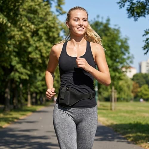 NOLITOY Microphone Holder Belt Adjustable Neoprene Mic Pack Belt with Quick Release Buckle Front Pocket Microphone Carrier Pouch for Fitness Training Yoga Outdoor Use
