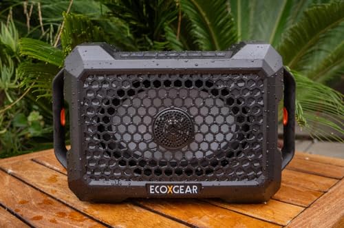 ECOXGEAR Defender: Outdoor Portable Bluetooth Speaker, 121dB Massive Sound, Waterproof and Drop Proof, with LED Party Lights, Pair up to 100, 25+ Hours Playtime (Black Oak) - color: Black Oak