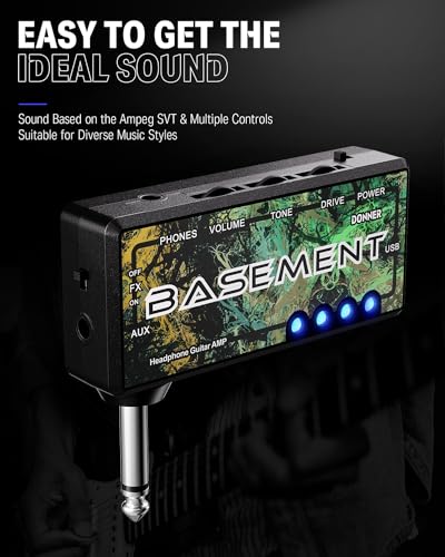Donner Bass Guitar Headphone Amp Basement USB Rechargeable Mini Portable Bass Headphone Amplifier for Bass Guitar - color: Basement