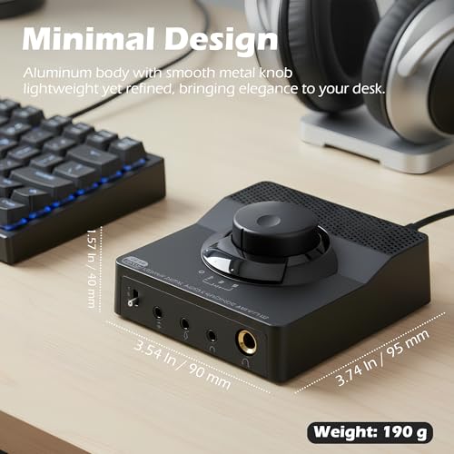 H1 DAC Amp, Digital to Analog Headphone Amp for PC, 3.5MM/6.35MM/Mic/EQ Optical/Coaxial/RCA Outputs with Treble & Bass Switch, Mini USB HiFi Headphone Amplifier for Mac PS5 Home Stereo
