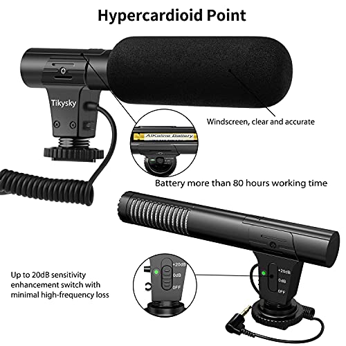 Camera Microphone, Video Microphone for DSLR Close Interview Shotgun Mic for Canon Nikon Sony Fuji Mic with Windscreen, Compatible with Camera with 3.5mm (1/8") TRS Plug