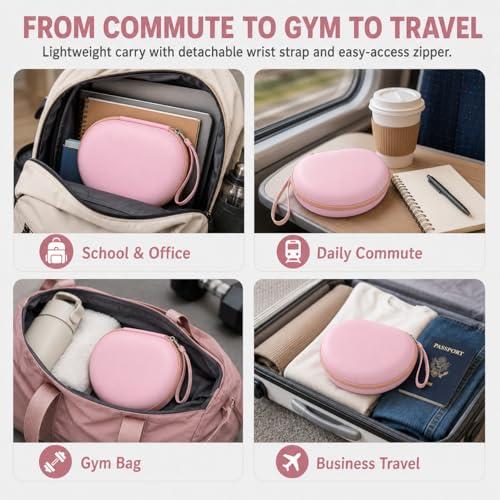 COMECASE Case for Beats Solo 4/Studio Pro Headphones with Mesh Pocket | Water-Resistant Hard Shell, Mesh Pocket for Cables, Travel Storage, Fits Solo 2/3, Solo Pro and Studio3, Cloud Pink, Bag Only - color: Pink