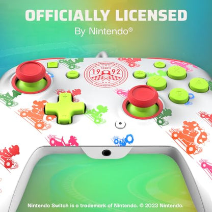 PDP REMATCH Enhanced Wired Controller, Officially Licensed for Nintendo Switch, Switch Lite & Switch - OLED Model, Nintendo Switch 2, Compatible Gamepad, Customizable Programmable Buttons, Super Mario Kart Racers (Multicolor) - color: Mario Kart Racers
