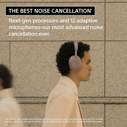 Sony WH-1000XM6 The Best Noise Cancelling Wireless Headphones, Black | HD NC Processor QN3, 12 Microphones, Adaptive NC Optimizer, Mastered by Engineers, Studio-Quality, Up to 30 Hrs of Battery - color: BLACK