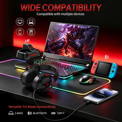 Wireless Gaming Headset with Charging Station for PC,PS4,PS5,Xbox