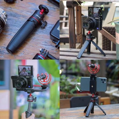 ULANZI MT-08 Mini Extension Pole Tripod for Phone Camera | Extends to 21.3in, Phone Holder Included w Cold Shoe Mount, 2-in-1 Tripod Grip, for iPhone Android Canon Sony - color: Black