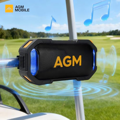 AGM MagROCK Portable Bluetooth Speaker, IP67 Waterproof, Drop-proof&Dust-proof, Bluetooth 5.3 Outdoor Speakers, Powerful Stereo Sound with Boosted Volume, Vibrant RGB Light, Magnetic Attachment Design