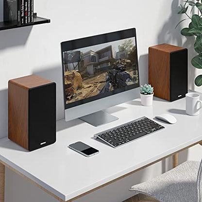 Saiyin Powered Bluetooth Bookshelf Speakers | 40W*2, 4 Inch Woofer, Bluetooth/Optical/Auxiliary/RCAInputs,Sub Out, TV/Turntable/Record Player/PC/Computer - size: 4 Inch Woofer