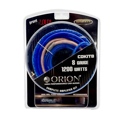 ORION Cobalt COKIT8 8-Gauge CCA Amp Wiring Kit, 100% American Wire Gauge (AWG) Standard, High Current Amplifier Install Kit with Fuse Holder, RCA Cable & Speaker Wire for Car Audio Systems - size: 8-Gauge