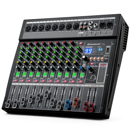 8채널 프로페셔널 오디오 믹서, XLR 입력 기능이 있는 FX-8usb 믹싱 콘솔, 블루투스, 99 DSP 효과, MP3, 팟캐스트, 음악, 녹음, PC용 USB 인터페이스 34.9 x 8.9 x 36.9cm(13.39 x 3.54 x 14.57인치)