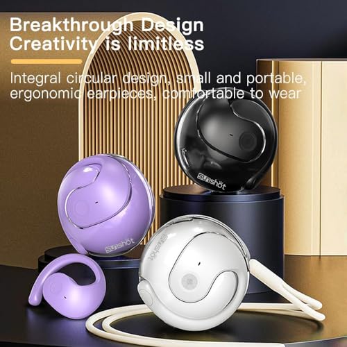 sunshot Ows Open Ear Buds Headphones Bluetooth 5.4,Bone Conducting Air Bone Conduction Headphones, 16mm Drivers,40H Playtime,Open Ear Earbuds IPX5 Waterproof and Noise Reducing Touch (Purple) - color: Purple