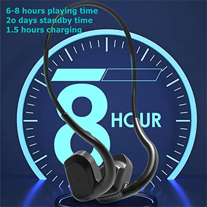Bone Conduction Wireless Bluetooth Headset IPX8 Waterproof Swimming Headset Outdoor Fitness 32GB Memory MP3 Player (Grey) - color: Grey
