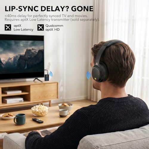 1Mii E700 Noise Cancelling Headphones Bluetooth Wireless LDAC Hi-Res, Black | Hybrid ANC, 75hr Battery Life, Deep Bass, Comfortable Over-Ear for Commuters & Travelers, aptX Low Latency for TV & Airplane - color: Black