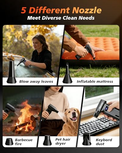 Compressed Air Duster, 150000RPM Electric Air Duster | 4-Gear Brushless Cordless, Mini Blower with LED Light, Rechargeable, For Computer, Car & Home