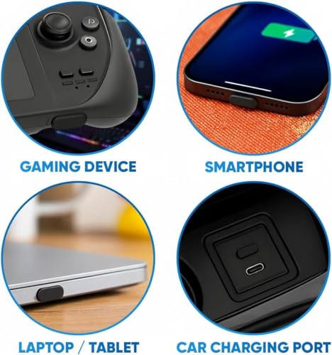 USB C 및 3.5mm 더스트 플러그 10쌍, 클리닝 브러시 포함, 블랙 | USB C 및 3.5mm 오디오 포트를 보호하고 먼지와 보푸라기를 차단하는 데 도움이 되며 재사용 가능한 커버, 컴팩트한 장치 관리 세트 - color: 블랙, 10쌍, size: 10 Pairs