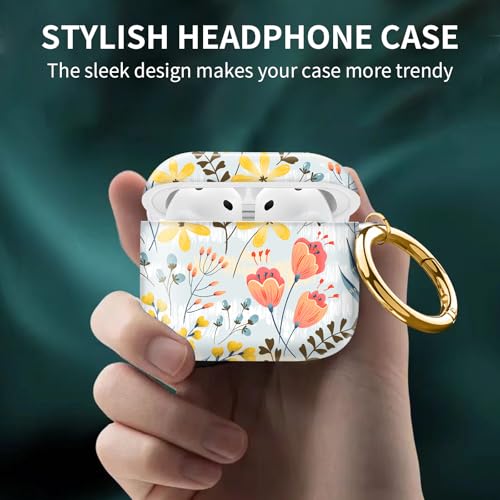 Compatible with AirPods 4th Generation Case 2024, Shockproof Cover with Golden Buckle for Women & Girls, Protective Anti-Drop Design(Cute Flower Leaf) - color: Cute Flower leaf