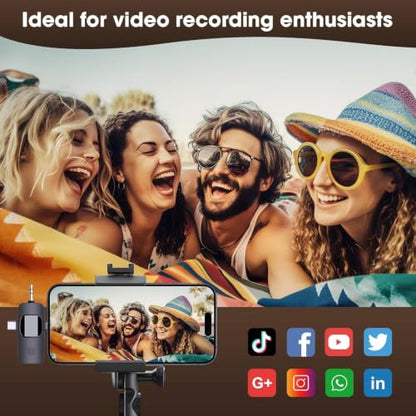 4 in1 Wireless Lavalier Recording Mic 2.4G Ultra Low Delay Noise Canceling | Storage Case Included, Works with iOS, Android, Camera, PC, Ideal for Vlog, Live Streaming,Tiktok,Youtube Podcast