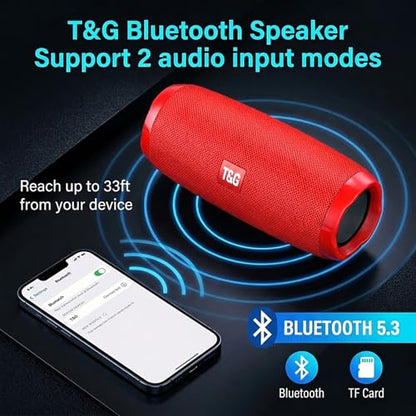 T&G TG Portable Bluetooth Speaker, IPX4 Waterproof Wireless Speaker, Red - color: Red