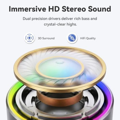 Mini Bluetooth Speaker, 2026 Ultra-Light Mini Bluetooth Speaker, IP7 Waterproof Brief Design, Small Shower Travel Speaker for Outdoor, 8H Playtime, Perfect for Backpacking, Bike, Beach & Gift Gray