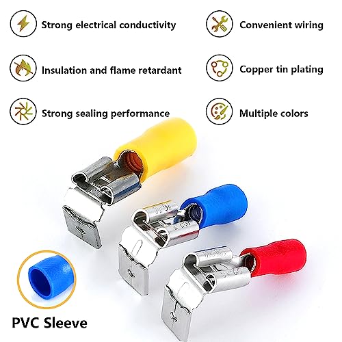 smseaces 80Pcs Insulated Piggy Back Spade Connectors 22-10AWG 6.3mm(1/4") Piggyback Wire Connectors for Automotive,Audio Systems,Household Appliances Double Spade Connector - style: Insulated Connectors