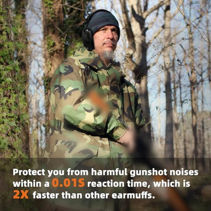 PROHEAR Electronic Shooting Ear Protection, NRR 23dB, 4X Amplification | Soft padded headband and low-pressure ear cups keep you comfortable during range, hunting, or yard work - style: Electronic-black
