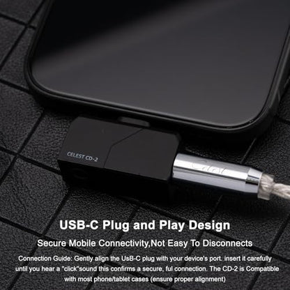 QOA Celest Mini Portable IEM DAC, in Ear Monitor Amplifier, USB C to 3.5/4.4mm Output Headphone Amplifier, High Resolution 32bit/384kHz, HiFi Earbuds Amp for Phone/PC (Black)