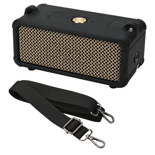 Silicone Cover for Marshall Emberton III Speaker, Soft Silicone Case Replacement Protective Skin Cover Portable Travel Sleeve with Shoulder Strap (Case Only) (Black) - color: Black