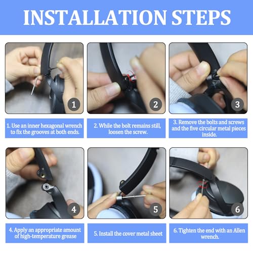 Metal Swivel Pin Hinge Screw Repair Kit for Bose QC45/QC35 | Durable metal swivel pins, gaskets and screws, compatible with QC35, QC35 II, QC45 and QC SE, easy to fix broken headphone - color: Black