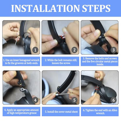 Metal Swivel Pin Hinge Screw Repair Kit for Bose QC45/QC35 | Durable metal swivel pins, gaskets and screws, compatible with QC35, QC35 II, QC45 and QC SE, easy to fix broken headphone - color: Black