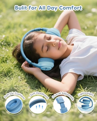 awatrue Kids Headphones for School, 74‑85‑94dB, 3.5mm Jack, HK07 | Foldable Wired Over Ear Headphones, for Toddler School/Travel/iPad/Tablet, Green - color: ‌Green