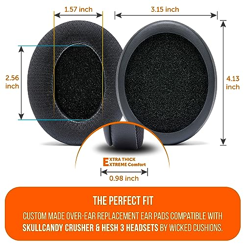 WC Freeze Crusher - Cooling Gel Earpads for Skullcandy Crusher & Hesh 3 | Made by Wicked Cushions | Also fits Crusher ANC 2, Crusher 720 & 1080 | Soft Memory Foam, Cooler for Longer | Black - color: Black