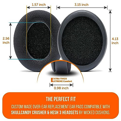 WC Freeze Crusher - Cooling Gel Earpads for Skullcandy Crusher & Hesh 3 | Made by Wicked Cushions | Also fits Crusher ANC 2, Crusher 720 & 1080 | Soft Memory Foam, Cooler for Longer | Black - color: Black