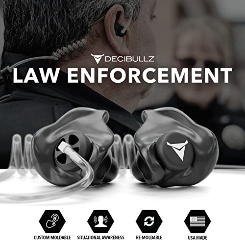 Decibullz Custom Moulded Security Two-Way Radio Surveillance Earpiece Set, Thermo-Fit Designed for Clear Acoustic Tube Radios | Model: +Awareness - style: Awareness Earpieces