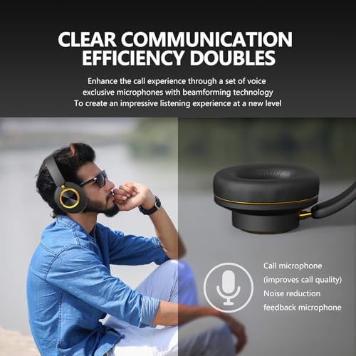 H8 BT 5.4 ANC Noise Cancelling Over-Ear Wireless Headphones (Black) | Deep Bass,120H Playtime,Foldable,High-Protein Ear Pads,1.5m 3.5mm AUX Cable,for Driving,Office,Travel,Online Class - color: Black
