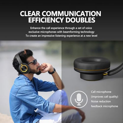 H8 BT 5.4 ANC Noise Cancelling Over-Ear Wireless Headphones (Black) | Deep Bass,120H Playtime,Foldable,High-Protein Ear Pads,1.5m 3.5mm AUX Cable,for Driving,Office,Travel,Online Class - color: Black