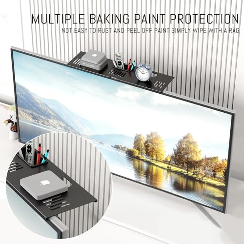 CABTE Adjustable Steel TV Top Shelf, Floating TV Stand | Universal Monitor Shelf for Soundbar, Game Console, Cable Box, Router Shelves (16.93x4.72inch with 1 Boxes) - style: 16.93x4.72inch with 1 Boxes