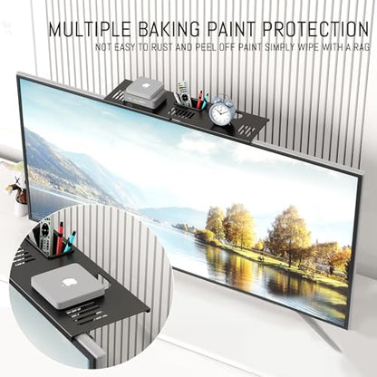 CABTE Adjustable Steel TV Top Shelf, Floating TV Stand | Universal Monitor Shelf for Soundbar, Game Console, Cable Box, Router Shelves (16.93x4.72inch with 1 Boxes) - style: 16.93x4.72inch with 1 Boxes