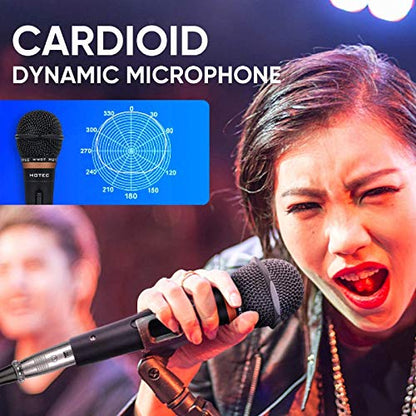 HOTEC Premium Wired Vocal Dynamic Handheld Microphones - Includes 19ft Detachable XLR Cable and ON/Off Switch - 2 Pack, Metal Black - size: H-W0702