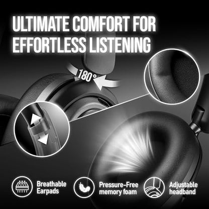 OXS Storm A2 Wireless Gaming Headset, Active Noise Cancellation, Over Ear Headphone with Mic, Bluetooth 5.4 & 2.4GHz Low Latency, Dual EQ Modes, 70H Playtime, for PC, Switch, PS4, PS5, Mobile, Black - color: Black