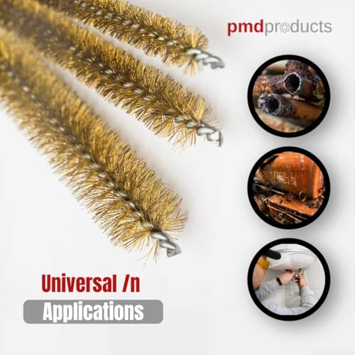 10-Piece Tube Cleaning Brush Kit | Brass Wire Bore Brushes & Stainless Steel Brushes 12" Long (1/4" to 3/4") for Tubes, Cylinders, and Narrow Spaces