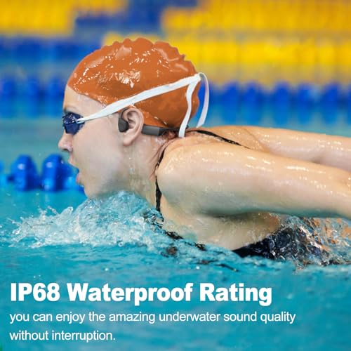 Bone Conduction Headphones, Open-Ear Bluetooth 5.4 Wireless Headphones, IPX8 Waterproof Sports Earphones for Swimming, Running, Cycling, Built-in Mic & 32GB MP3 Player - color: Grey