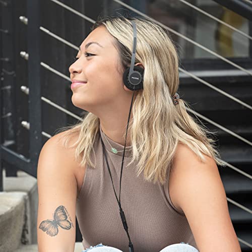 Koss KPH40 Utility On-Ear Headphones, Stealth Grey, Interchangeable Cord | Lightweight, Ultra-Wide Frequency Response, Stainless Steel Adjustable Headband - color: Stealth Black