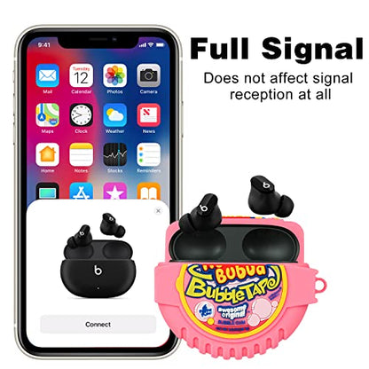 Case for Beats Studio Buds Funny Unique 3D Design Cute Silicone Cover Fashion Kawaii Cool Fun Cartoon Wireless Powerbeats Cases for Beats Earbuds Headphones for Girls Boys Teen Bubble Gum